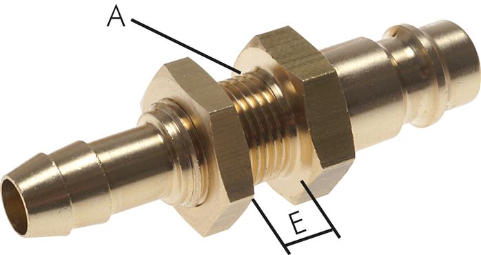 Exemplarische Darstellung: Kupplungsstecker mit Schlauchtülle & Schottgewinde, Messing